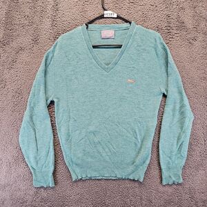 Le Tigre Sweater Pullover Men Size Medium Turquoise V-Neck Knit‎ Vintage